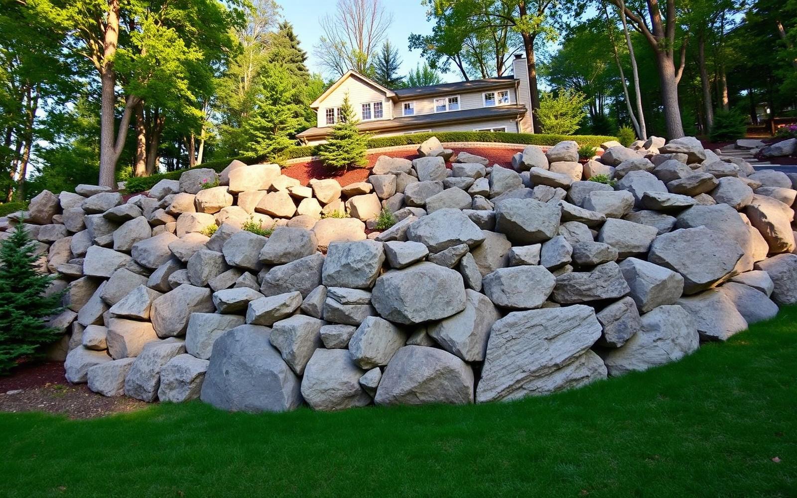 Boulder retaining & slope recovery